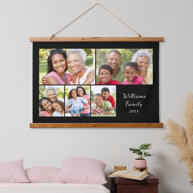 Moderner Name 5 Fotocollage Wandteppich Mit Holzrahmen (Schlafzimmer)