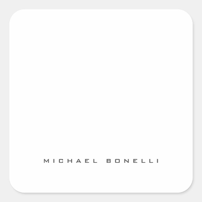 Moderner Name Beruflich Minimalistisch Schlicht Quadratischer Aufkleber (Vorderseite)