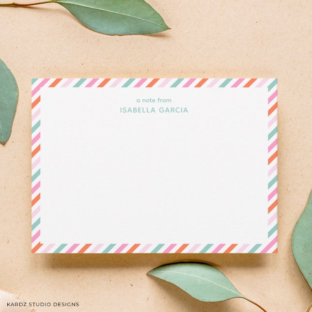 Moderner Name Bunt Mitteilungskarte (Note card is shown in 3.5 x 2.5 inches. Choose paper and corner style.)