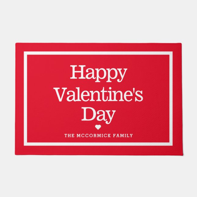Moderner Name der Red Valentinstag Fußmatte (Vorderseite)
