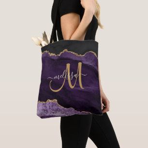 Moderner Name des Lila Glitzer Agate Monogram Tasche