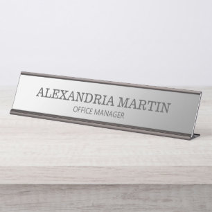 Moderner Name des metallischen Minimalsilber-Auftr Schreibtischnamensplakette