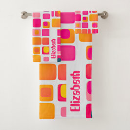 Moderner Name des Retro Geometric Pattern des Mitt Badhandtuch Set