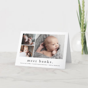 Moderner Name Einfach 3 Foto Collage Baby Birth Ankündigung