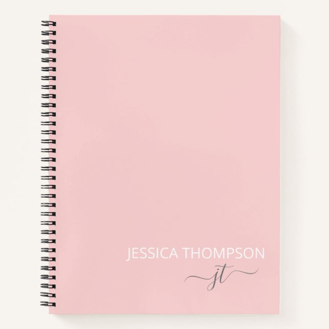 Moderner Name für ein Monogramm mit Blush Pink Notizbuch (Vorderseite)
