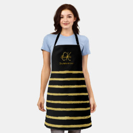 Moderner Name für Schwarz/Gold Monogram Schürze