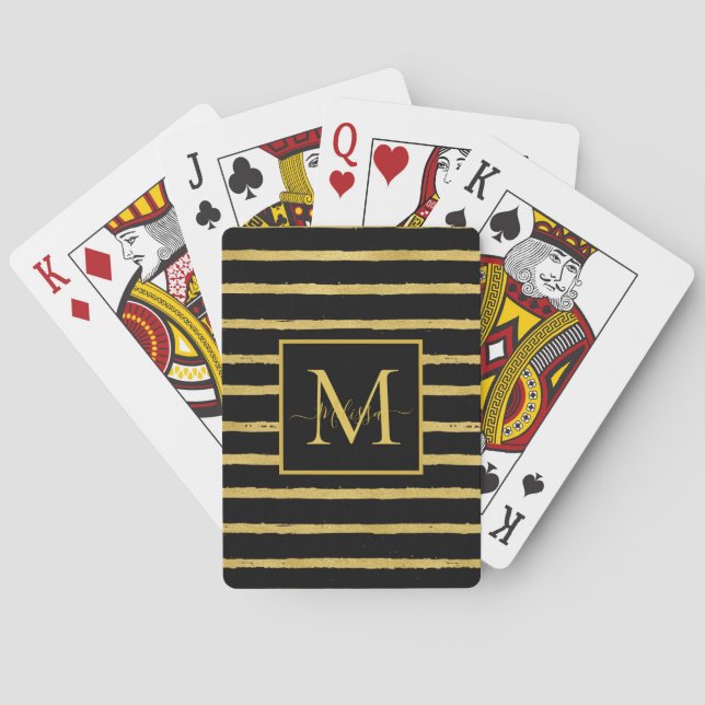 Moderner Name für Schwarz und Gold Streifen Spielkarten (Rückseite)