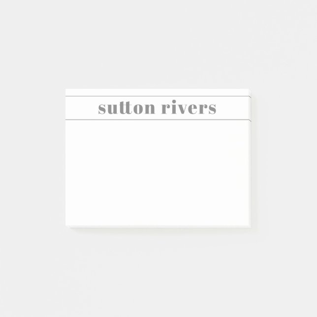 Moderner Name Grau Post-it Klebezettel (Vorderseite)