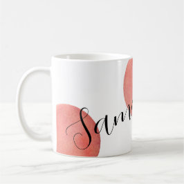Moderner Name Große Rose Gold Aquarell Polka Dots Kaffeetasse