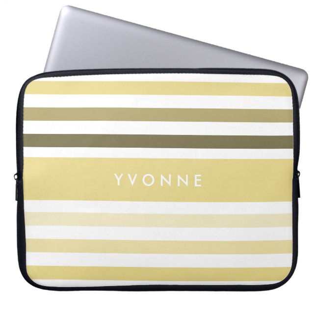 Moderner Name mit Ombre Streifen in Pastellgelb Laptopschutzhülle (Vorderseite)