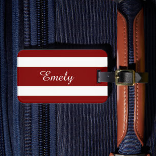 Moderner Name mit roten Streifen Gepäckanhänger