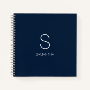 Moderner Name Monogram Blue Minimalistic Notizbuch