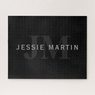 Moderner Name & Monogramm Grau & Schwarz