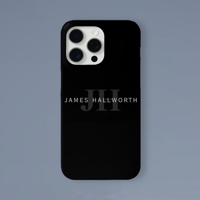Moderner Name & Monogramm | Grau & Schwarz Case-Mate iPhone Hülle (Von Creator hochgeladen)