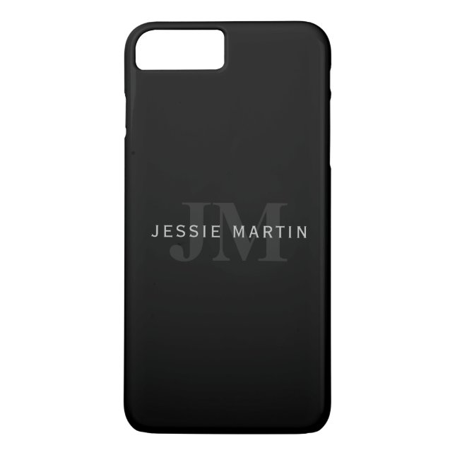 Moderner Name & Monogramm | Grau & Schwarz Case-Mate iPhone Hülle (Rückseite)