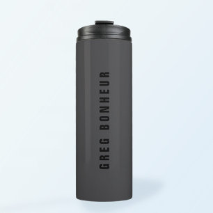 Moderner Name oder andere Textvorlage   Dunkelgrau Thermosbecher