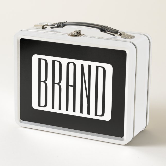 Moderner Name oder bearbeitbarer Markenname für Un Metall Brotdose (Vorderseite)