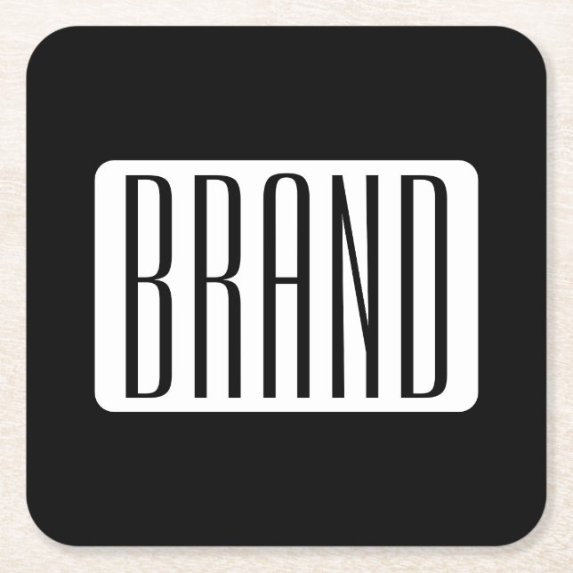 Moderner Name oder bearbeitbarer Markenname für Un Rechteckiger Pappuntersetzer (Vorderseite)