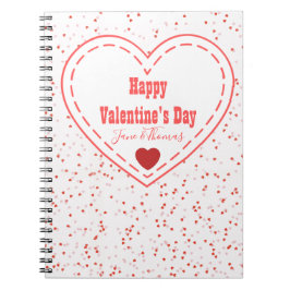 Moderner Name Rotes Rosa Herzchen Glücklicher Vale Notizblock