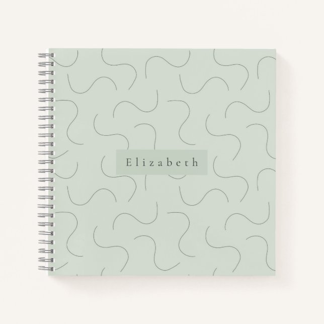 Moderner Name Sage Green Notizbuch (Vorderseite)