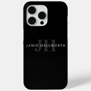 Moderner Name und Monogramm   Grau und Schwarz Case-Mate iPhone Hülle