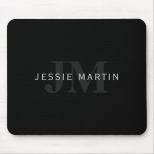 Moderner Name und Monogramm   Grau und Schwarz Mousepad