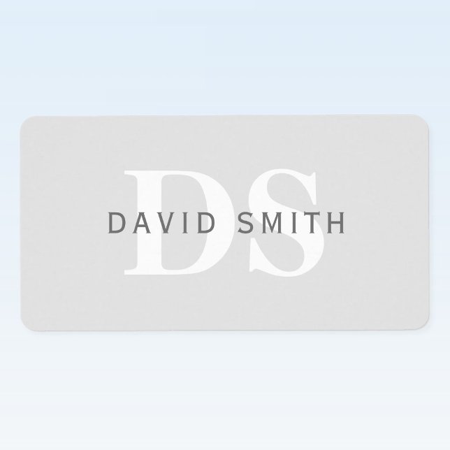 Moderner Name und Monogramm | Grün/Weiß Adressaufkleber (Von Creator hochgeladen)