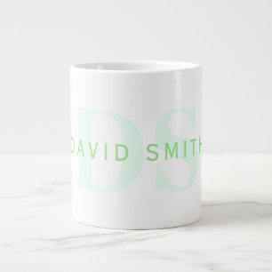 Moderner Name und Monogramm   Grün/Weiß Jumbo-Tasse