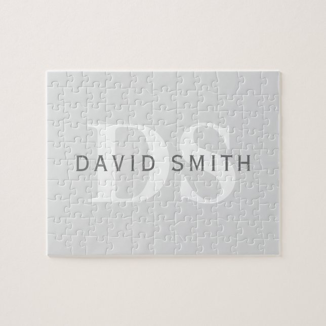 Moderner Name und Monogramm | Light & Dark Grau Wh (Horizontal)