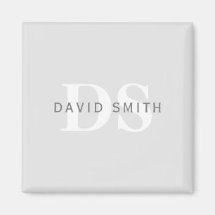Moderner Name und Monogramm   Light & Dark Grau Wh Magnet