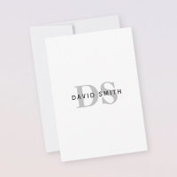 Moderner Name und Monogramm | Schwarz-weiß & grau