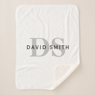 Moderner Name und Monogramm Weiß Schwarz & Grau Sherpadecke