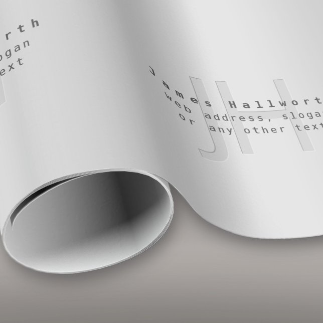 Moderner Name und Slogan | Grau Gradient Geschenkpapier (Von Creator hochgeladen)