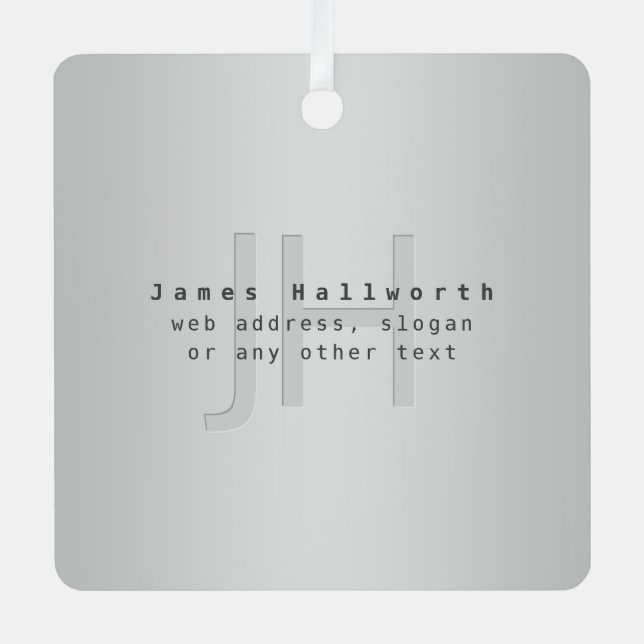 Moderner Name und Slogan | Grau Gradient Ornament Aus Metall (Vorderseite)