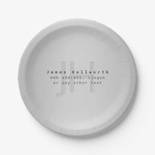 Moderner Name und Slogan   Grau Gradient Pappteller