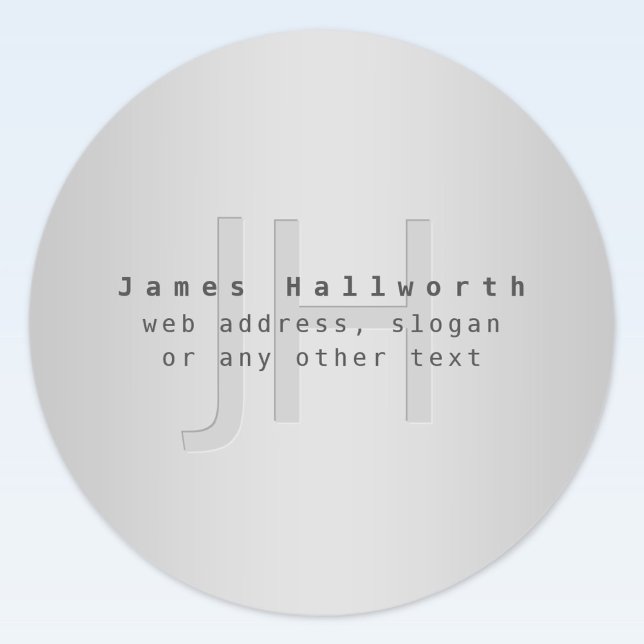 Moderner Name und Slogan | Grau Gradient Runder Aufkleber (Von Creator hochgeladen)