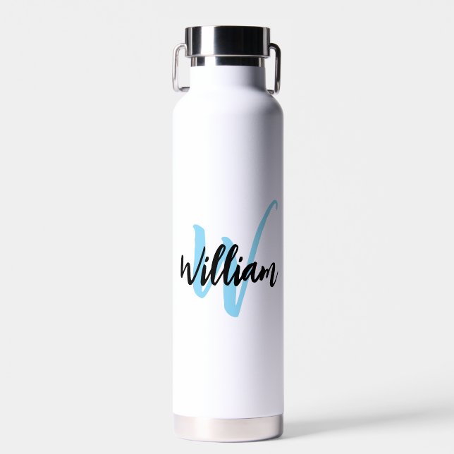 Moderner Namensschriftzug & Initiale | Individuell Trinkflasche (Vorne)
