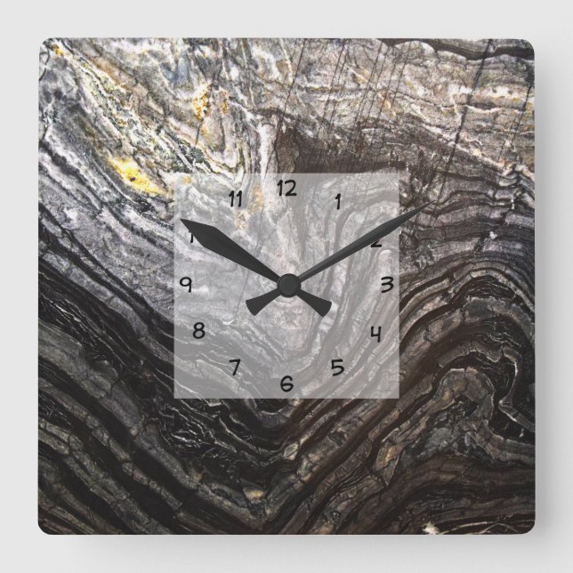 Moderner Naturstein-Look Quadratische Wanduhr (Vorderseite)