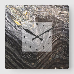 Moderner Natursteinblick Quadratische Wanduhr
