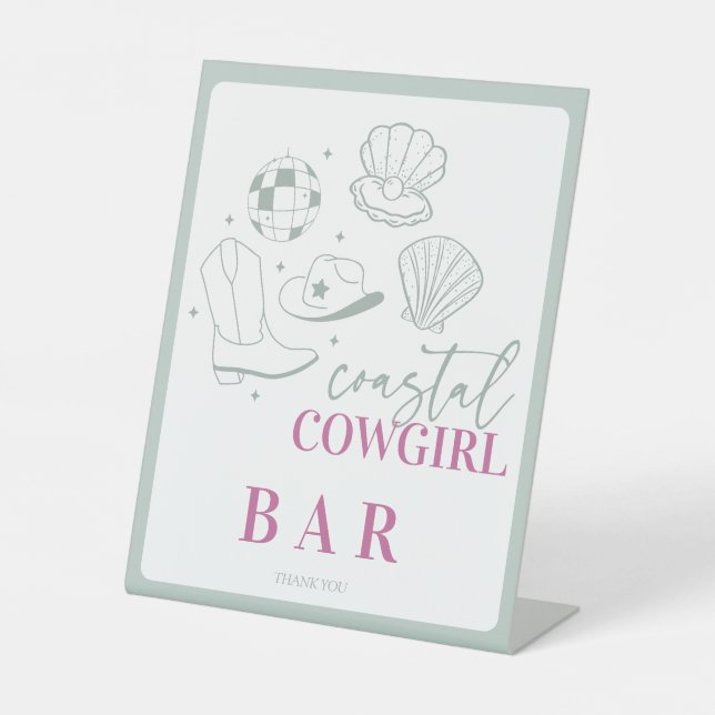 Moderner Nautic Cowgirl Junggeselinnen-Abschied Sockelschild (Vorderseite)