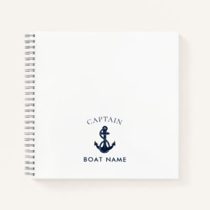 Moderner nautischer Bootsanker Kapitän Notizbuch