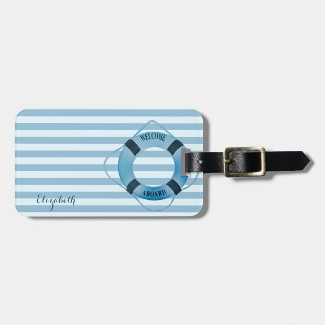 Moderner Nautischer Seelor Lifebelt, Streifen Gepäckanhänger (Vorderseite horizontal)