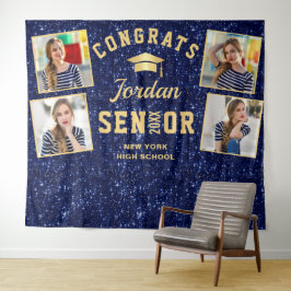 Moderner Navy Blue Abschluss 4 Foto Stand Hintergr Wandteppich