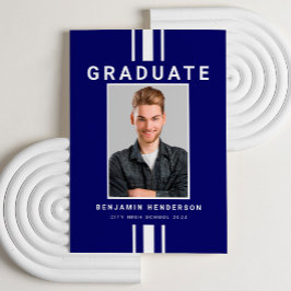 Moderner Navy Blue Boy Foto Abschluss Ankündigung