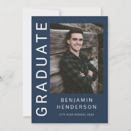 Moderner Navy Blue Foto Boy Abschluss Ankündigung