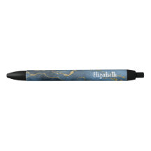 Moderner Navy Blue Gold Agate Geode Pen
