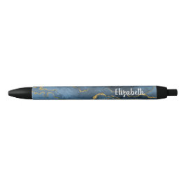 Moderner Navy Blue Gold Agate Geode Pen Kugelschreiber