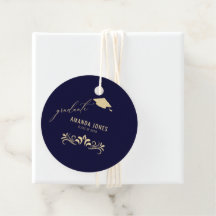 Moderner Navy Blue Gold Grad Cap Abschluss