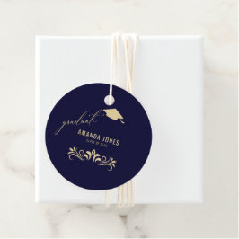 Moderner Navy Blue Gold Grad Cap Abschluss Geschenkanhänger