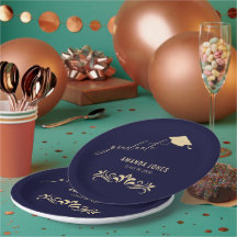 Moderner Navy Blue Gold Grad Cap Abschluss